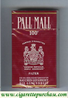 Pall Mall Famous Cigarettes Filter 100s cigarettes hard box